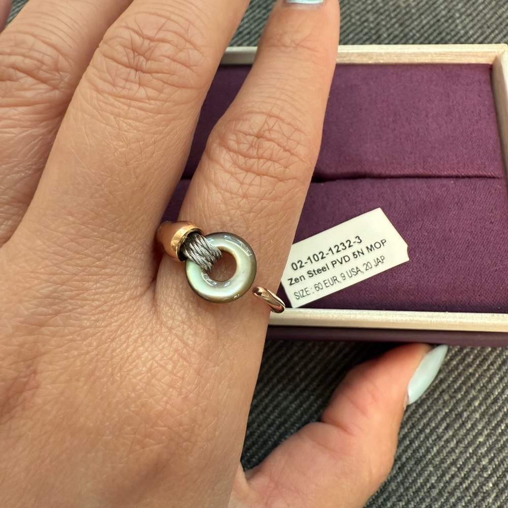 Charriol Rose Gold and Silver Ring with Mother of Pearl